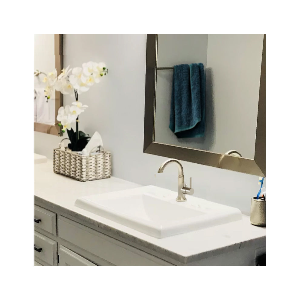Nantucket Sinks Great Point 23" x 18.25" Rectangular Drop In/Topmount Ceramic - Vitreous China ADA Bathroom Sink, White, DI-2418-R1