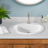 Nantucket Sinks Great Point 20.25" x 17.25" Oval Drop In/Topmount Ceramic - Vitreous China Bathroom Sink with Accessories, White, DI2017-1