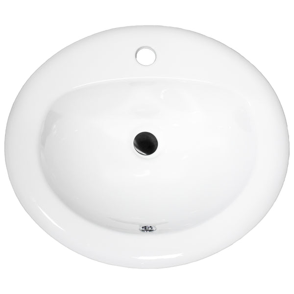 Nantucket Sinks Great Point 20.25" x 17.25" Oval Drop In/Topmount Ceramic - Vitreous China Bathroom Sink with Accessories, White, DI2017-1