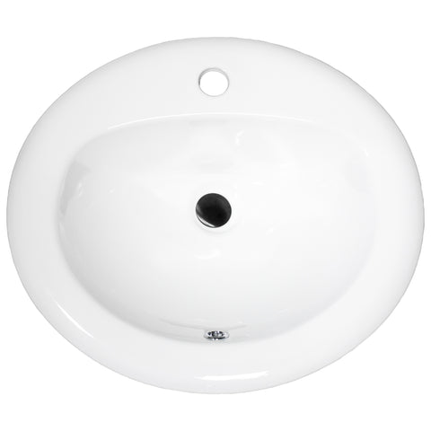 Nantucket Sinks Great Point 20.25" x 17.25" Oval Drop In/Topmount Ceramic - Vitreous China Bathroom Sink with Accessories, White, DI2017-1