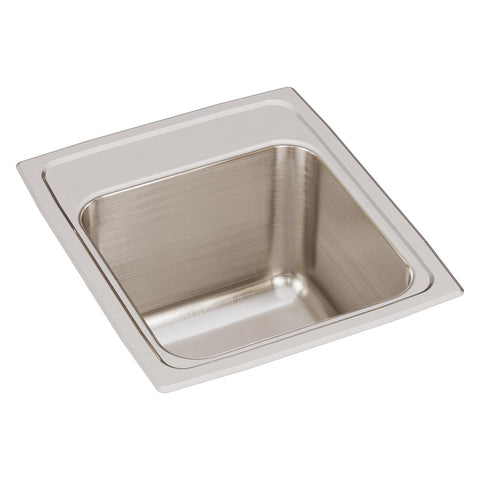 Elkay Lustertone Classic 15" Drop In/Topmount Stainless Steel Kitchen Sink, Lustrous Satin, No Faucet Hole, DLR1517100