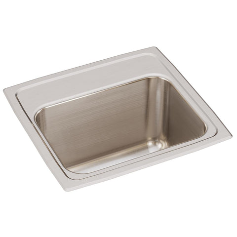 Elkay Lustertone Classic 17" Drop In/Topmount Stainless Steel Kitchen Sink, Lustrous Satin, No Faucet Hole, DLR1716100