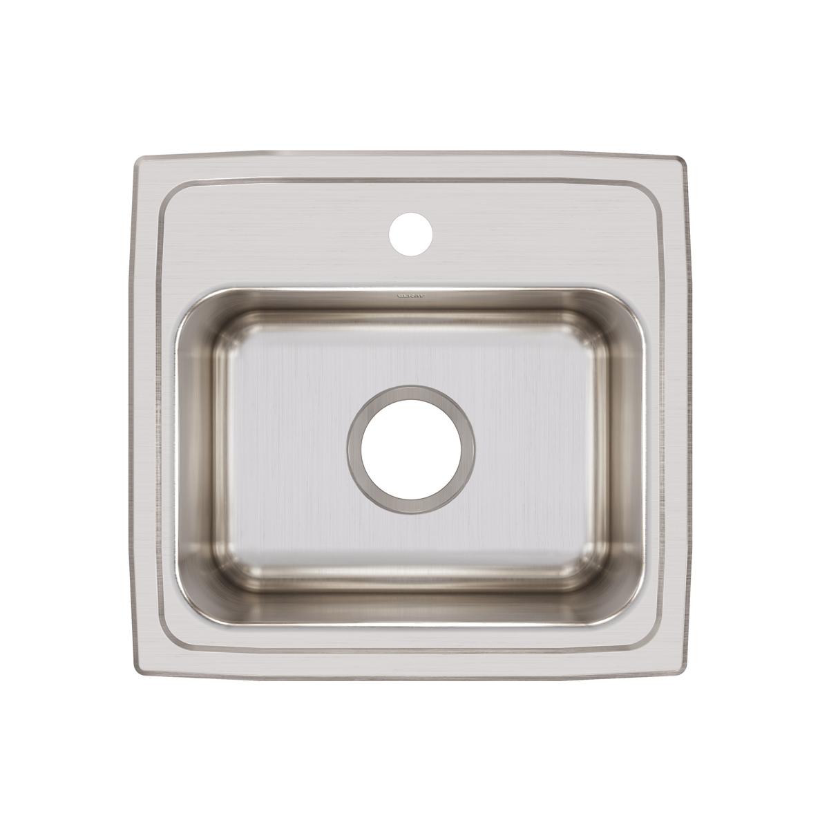 Elkay Lustertone Classic 17" Drop In/Topmount Stainless Steel Kitchen Sink, 1 Faucet Hole, DLRQ1716101