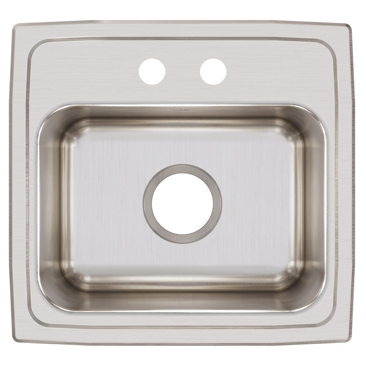 Elkay Lustertone Classic 17" Drop In/Topmount Stainless Steel Kitchen Sink, Lustrous Satin, 2 Faucet Holes, DLR1716102