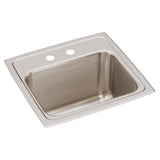 Elkay Lustertone Classic 17" Drop In/Topmount Stainless Steel Kitchen Sink, Lustrous Satin, 2 Faucet Holes, DLR1716102