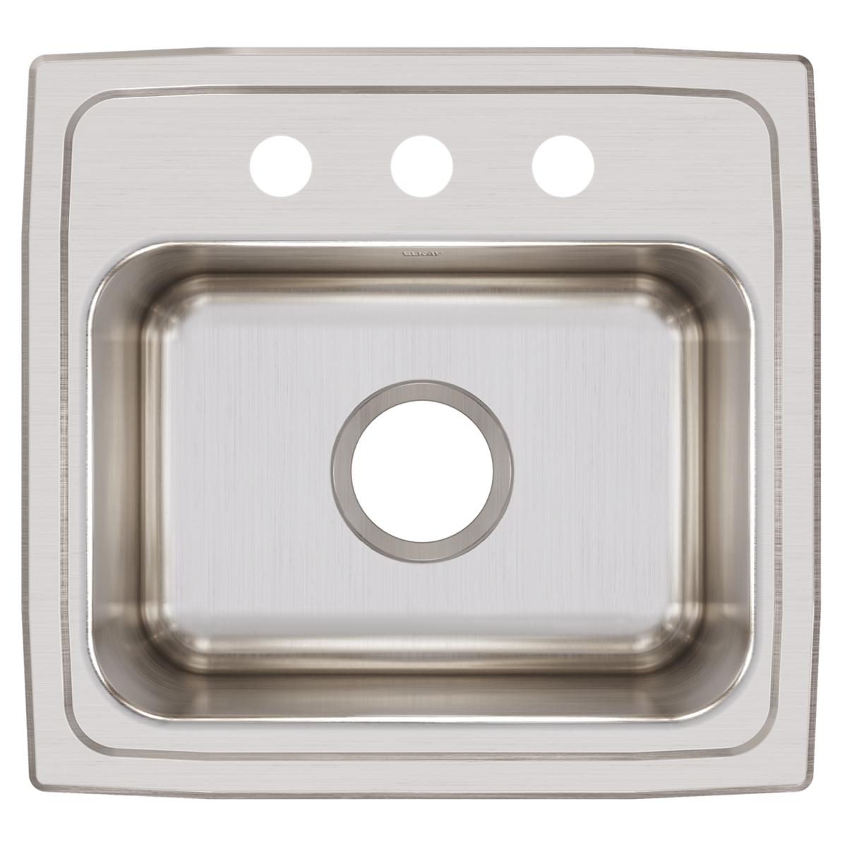Elkay Lustertone Classic 17" Drop In/Topmount Stainless Steel Kitchen Sink, 3 Faucet Holes, DLRQ1716103