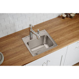 Elkay Lustertone Classic 17" Drop In/Topmount Stainless Steel Kitchen Sink, Lustrous Satin, MR2 Faucet Holes, DLR171610MR2