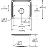 Elkay Lustertone Classic 17" Drop In/Topmount Stainless Steel Kitchen Sink, 3 Faucet Holes, DLRQ1716103