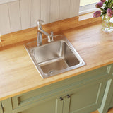 Elkay Lustertone Classic 17" Drop In/Topmount Stainless Steel Kitchen Sink, Lustrous Satin, 1 Faucet Hole, DLR1720101