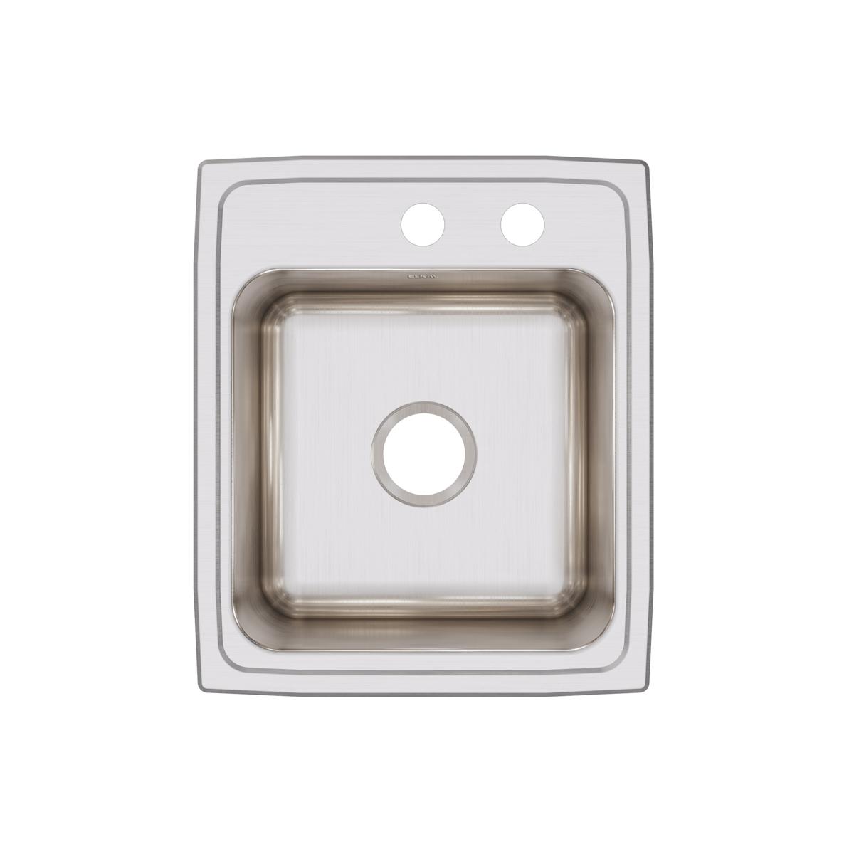 Elkay Lustertone Classic 17" Drop In/Topmount Stainless Steel Kitchen Sink, Lustrous Satin, MR2 Faucet Holes, DLR172010MR2