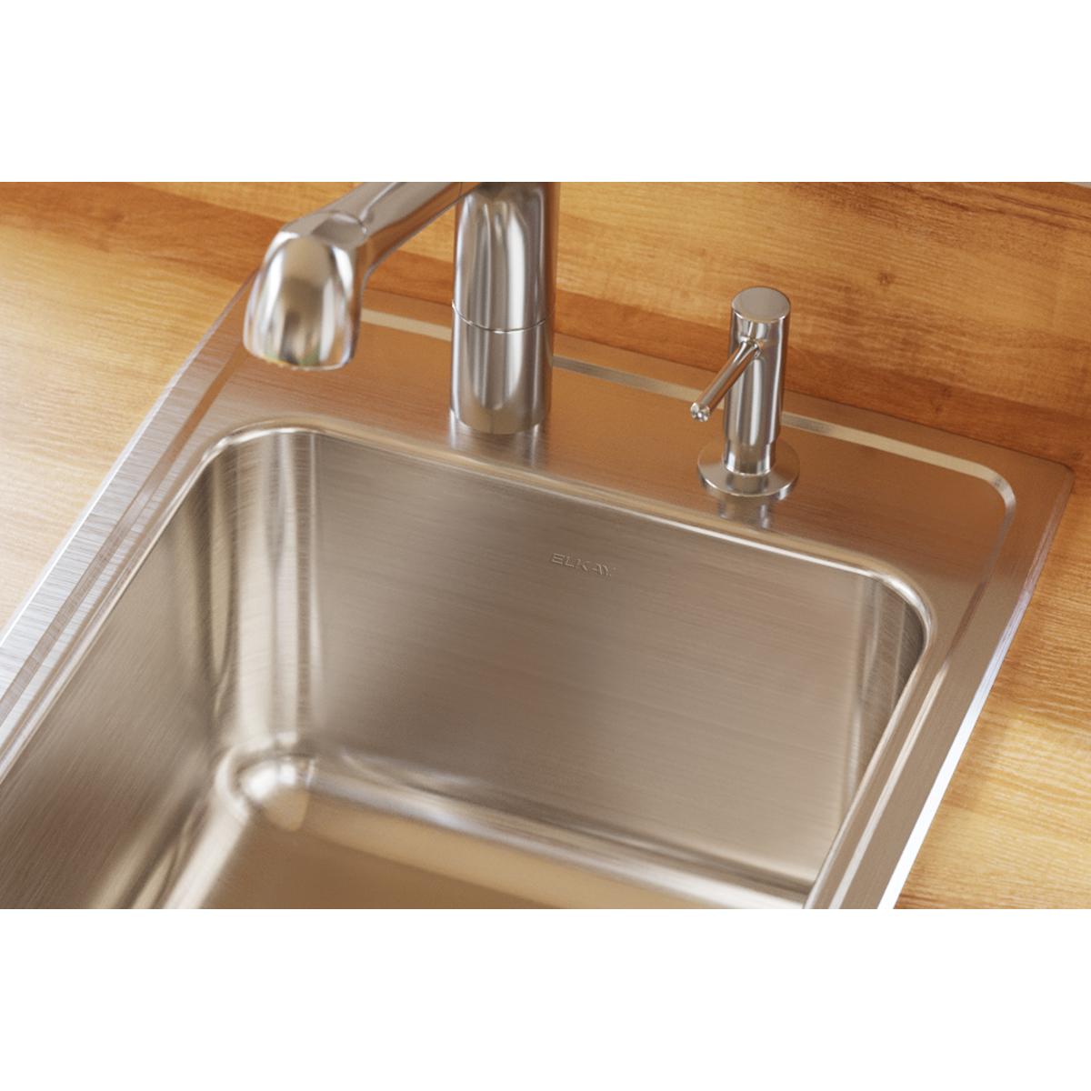 Elkay Lustertone Classic 17" Drop In/Topmount Stainless Steel Kitchen Sink, Lustrous Satin, OS4 Faucet Holes, DLR172010OS4