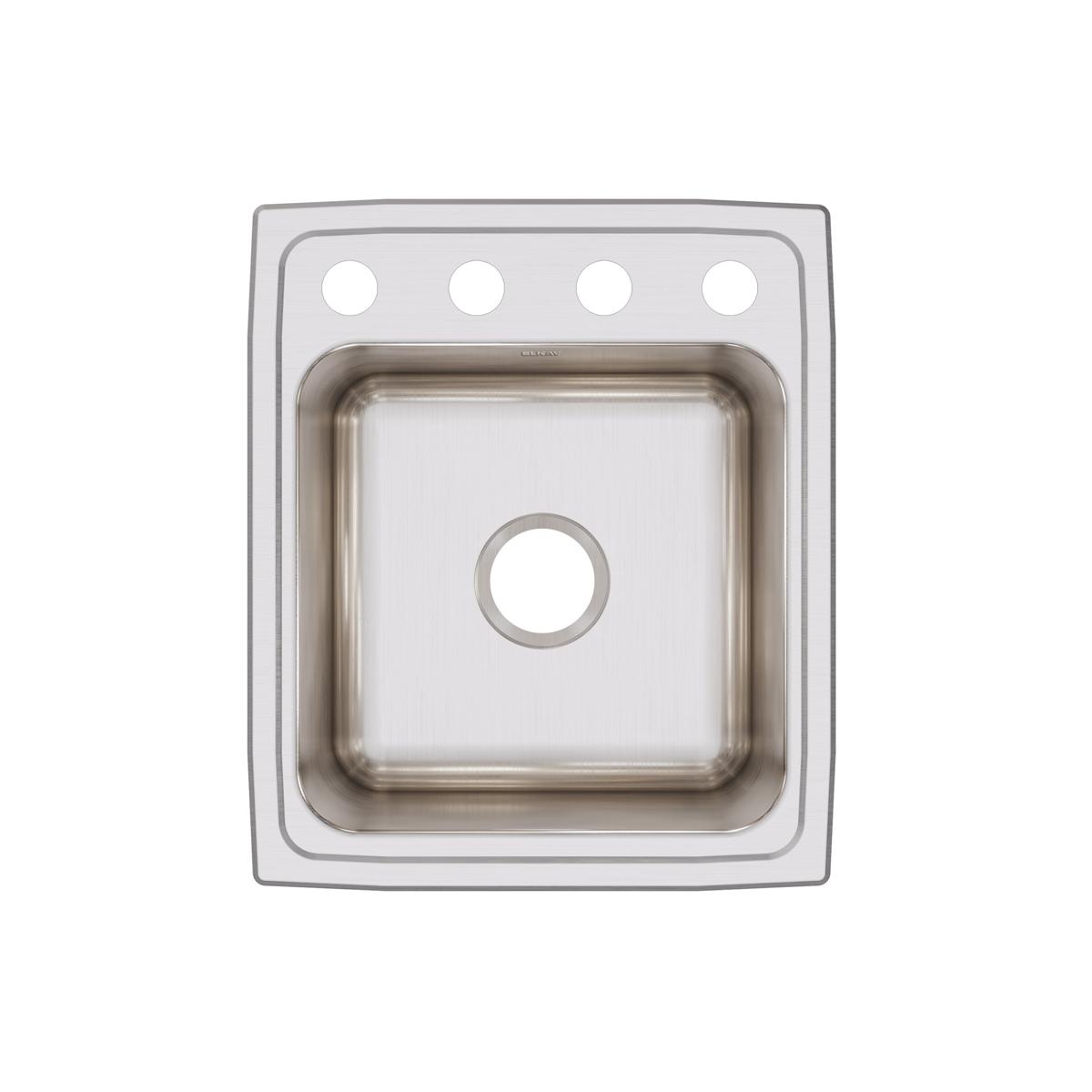 Elkay Lustertone Classic 17" Drop In/Topmount Stainless Steel Kitchen Sink, Lustrous Satin, OS4 Faucet Holes, DLR172010OS4