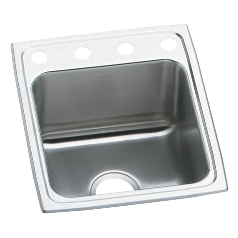 Elkay Lustertone Classic 17" Drop In/Topmount Stainless Steel Kitchen Sink, Lustrous Satin, OS4 Faucet Holes, DLR172010OS4