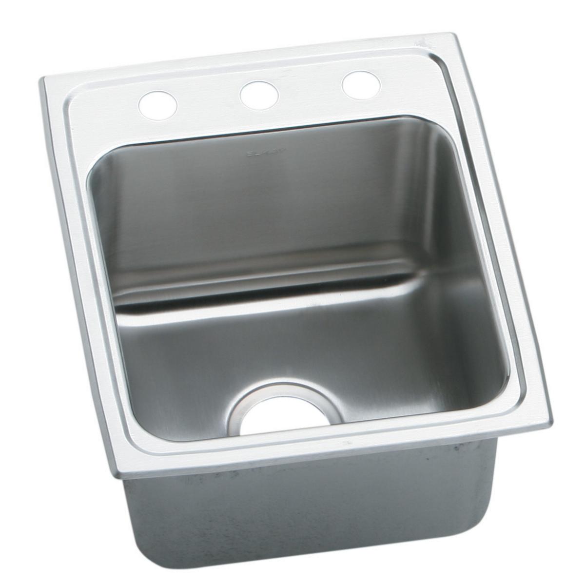 Elkay Lustertone Classic 17" Drop In/Topmount Stainless Steel Kitchen Sink, Lustrous Satin, No Faucet Hole, DLRQ1722100