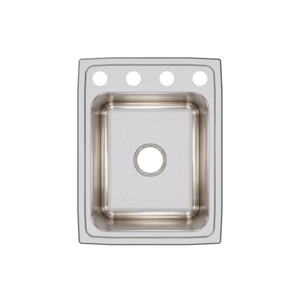 Elkay Lustertone Classic 17" Drop In/Topmount Stainless Steel Kitchen Sink, Lustrous Satin, OS4 Faucet Holes, DLR172210OS4