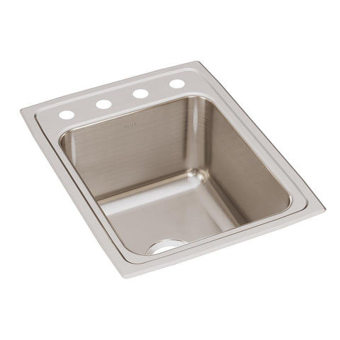 Elkay Lustertone Classic 17" Drop In/Topmount Stainless Steel Kitchen Sink, Lustrous Satin, OS4 Faucet Holes, DLR172210OS4