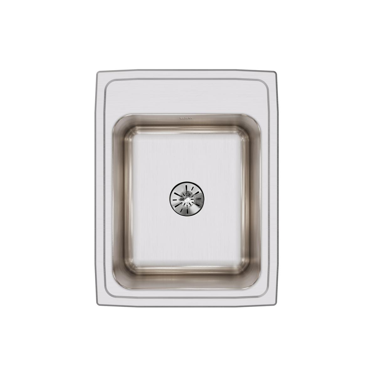 Elkay Lustertone Classic 17" Drop In/Topmount Stainless Steel Kitchen Sink, Lustrous Satin, No Faucet Hole, DLR172210PD0