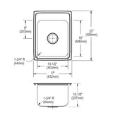 Elkay Lustertone Classic 17" Drop In/Topmount Stainless Steel Kitchen Sink, Lustrous Satin, 3 Faucet Holes, DLRQ1722103