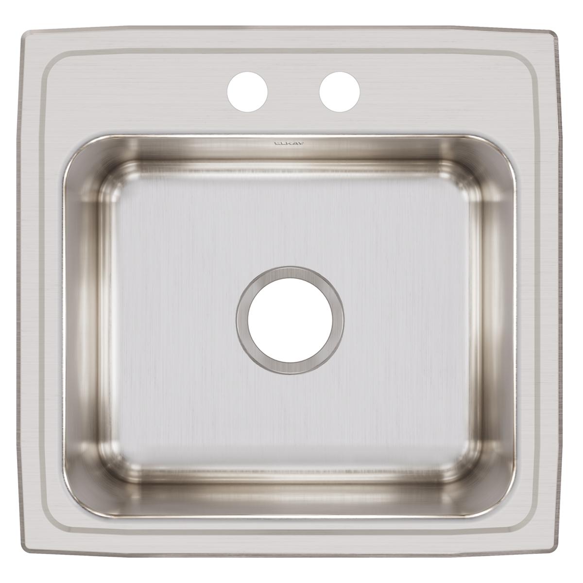 Elkay Lustertone Classic 20" Drop In/Topmount Stainless Steel Laundry Sink, 2 Faucet Holes, DLRQ1919102