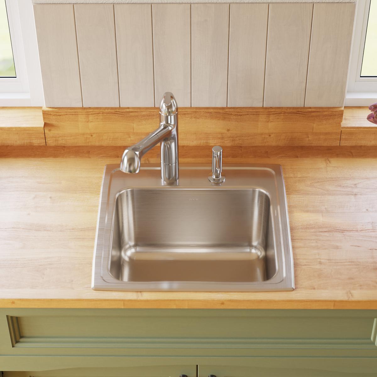 Elkay Lustertone Classic 20" Drop In/Topmount Stainless Steel Laundry/Utility Sink, Lustrous Satin, 3 Faucet Holes, DLR191910PD3