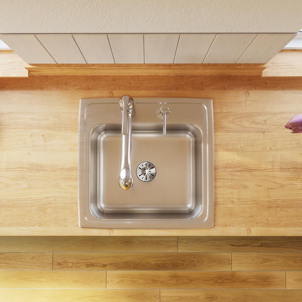 Elkay Lustertone Classic 20" Drop In/Topmount Stainless Steel Laundry/Utility Sink, Lustrous Satin, 3 Faucet Holes, DLR191910PD3