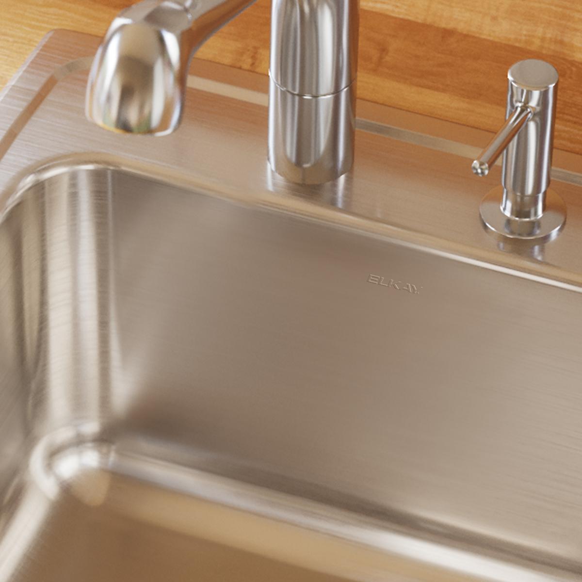 Elkay Lustertone Classic 20" Drop In/Topmount Stainless Steel Laundry/Utility Sink, Lustrous Satin, 3 Faucet Holes, DLR191910PD3