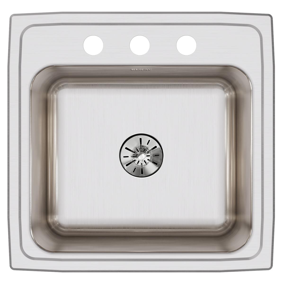 Elkay Lustertone Classic 20" Drop In/Topmount Stainless Steel Laundry/Utility Sink, Lustrous Satin, 3 Faucet Holes, DLR191910PD3