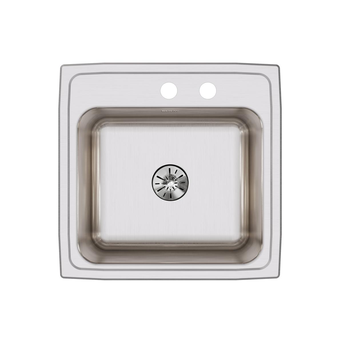 Elkay Lustertone Classic 20" Drop In/Topmount Stainless Steel Laundry/Utility Sink, Lustrous Satin, MR2 Faucet Holes, DLR191910PDMR2