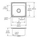 Elkay Lustertone Classic 20" Drop In/Topmount Stainless Steel Laundry Sink, 3 Faucet Holes, DLRQ1919103