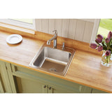 Elkay 20" Drop In/Topmount Stainless Steel Kitchen Sink, Lustrous Satin, 2 Faucet Holes, DLRQ2022102