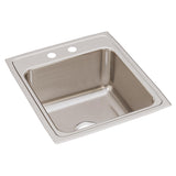 Elkay Lustertone Classic 20" Drop In/Topmount Stainless Steel Kitchen Sink, Lustrous Satin, 2 Faucet Holes, DLR2022102