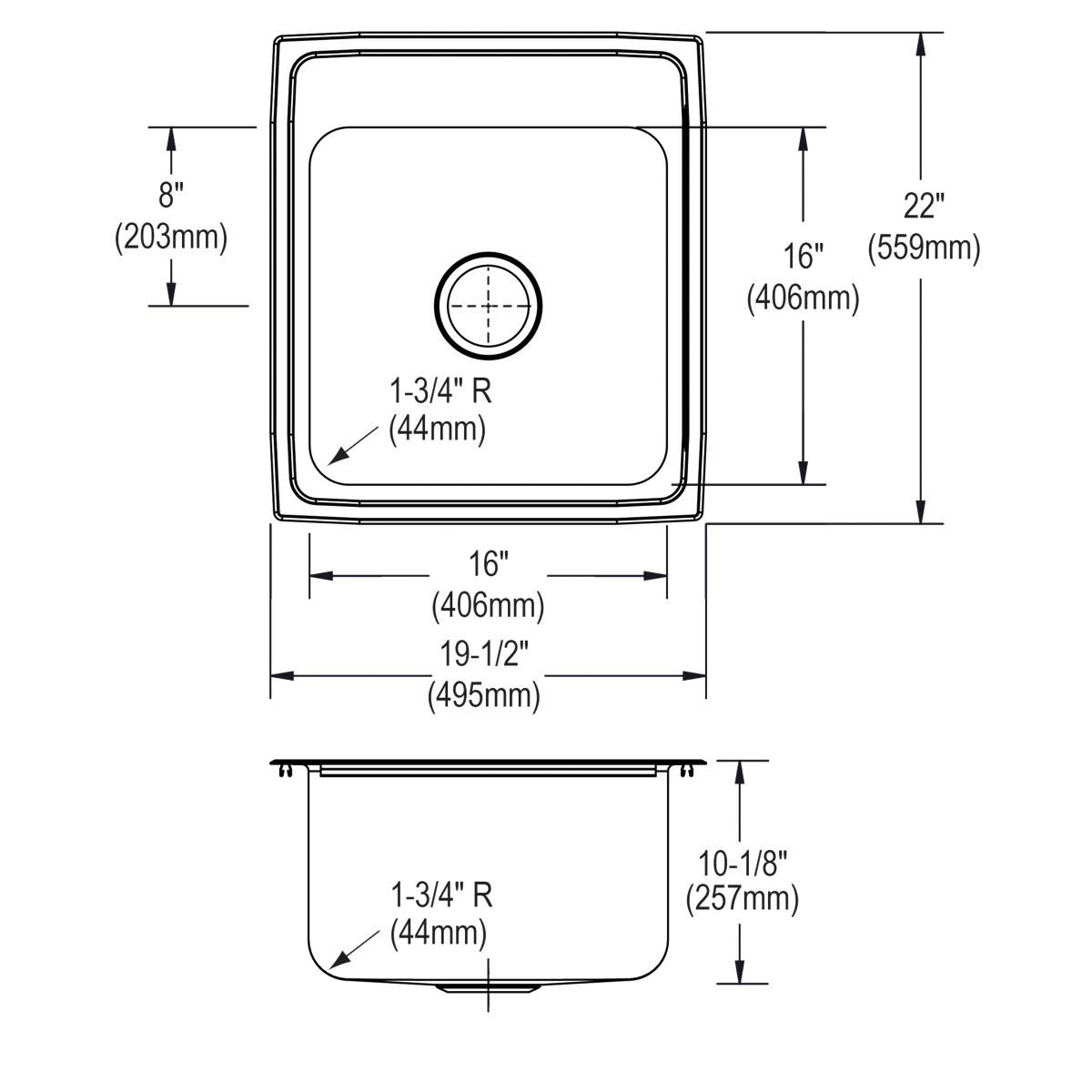 Elkay 20" Drop In/Topmount CuVerro Antimicrobial Copper Kitchen Sink, Lustrous Satin, 3 Faucet Holes, DLR2022103-CU