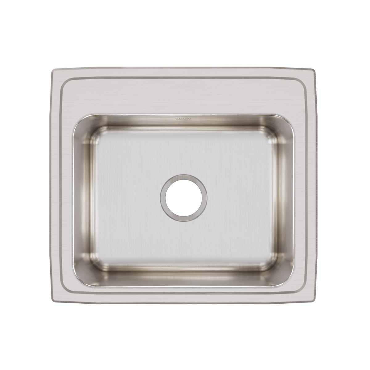 Elkay Lustertone Classic 22" Drop In/Topmount Stainless Steel Kitchen Sink, Lustrous Satin, No Faucet Hole, DLR2219100