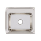 Elkay Lustertone Classic 22" Drop In/Topmount Stainless Steel Kitchen Sink, Lustrous Satin, No Faucet Hole, DLR2219100