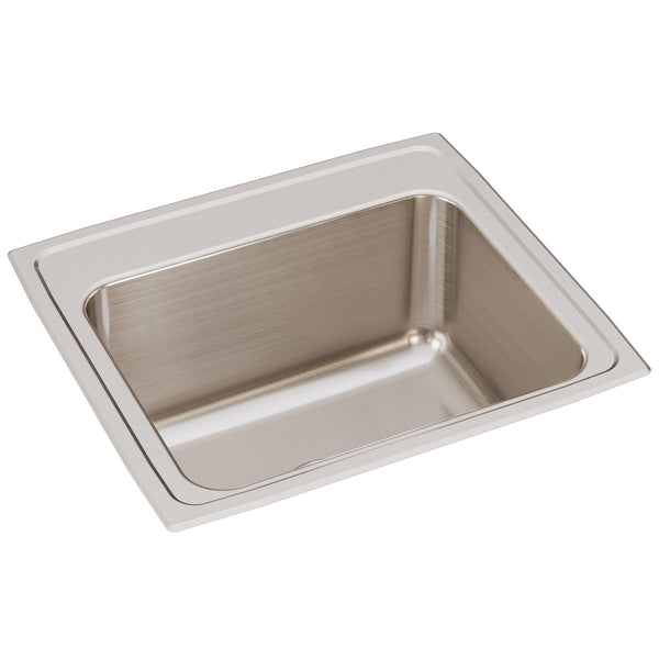 Elkay Lustertone Classic 22" Drop In/Topmount Stainless Steel Kitchen Sink, Lustrous Satin, No Faucet Hole, DLR2219100