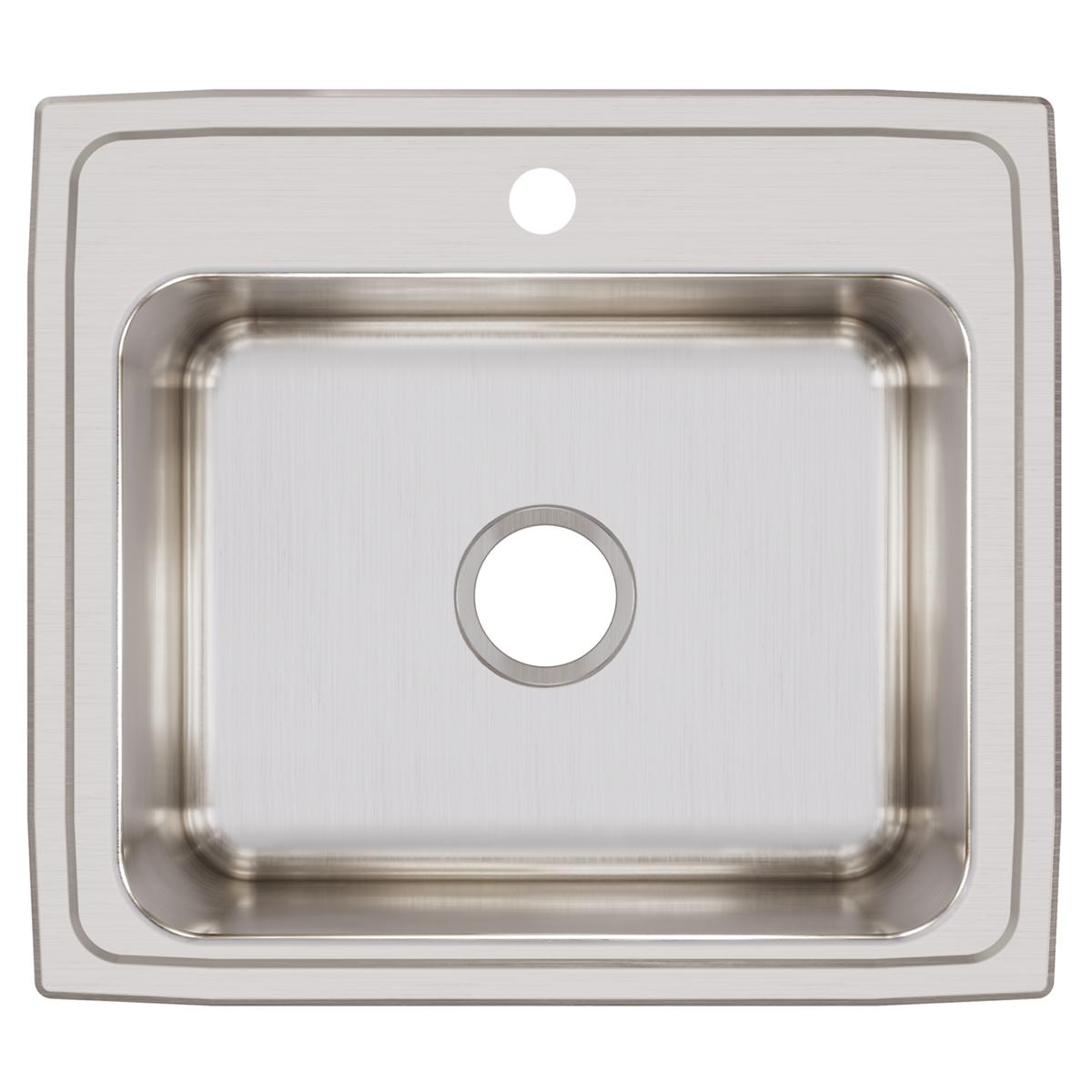Elkay Lustertone Classic 22" Drop In/Topmount Stainless Steel Kitchen Sink, Lustrous Satin, 1 Faucet Hole, DLRQ2219101