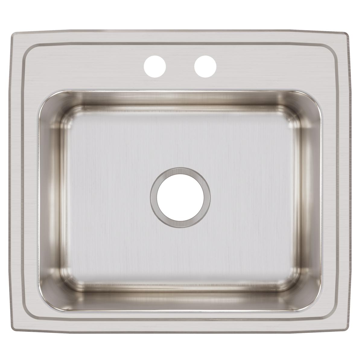 Elkay Lustertone Classic 22" Drop In/Topmount Stainless Steel Kitchen Sink, Lustrous Satin, 2 Faucet Holes, DLRQ2219102