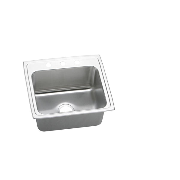 Elkay Lustertone Classic 22" Drop In/Topmount Stainless Steel Kitchen Sink, Lustrous Satin, 4 Faucet Holes, DLRQ2219104