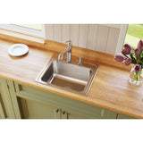 Elkay Lustertone Classic 22" Drop In/Topmount Stainless Steel Kitchen Sink, Lustrous Satin, 4 Faucet Holes, DLRQ2219104