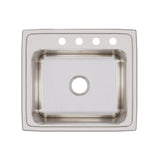 Elkay Lustertone Classic 22" Drop In/Topmount Stainless Steel Kitchen Sink, Lustrous Satin, 4 Faucet Holes, DLRQ2219104