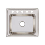 Elkay Lustertone Classic 22" Drop In/Topmount Stainless Steel Kitchen Sink, Lustrous Satin, 5 Faucet Holes, DLR2219105