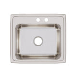 Elkay Lustertone Classic 22" Drop In/Topmount Stainless Steel Kitchen Sink, Lustrous Satin, MR2 Faucet Holes, DLR221910MR2