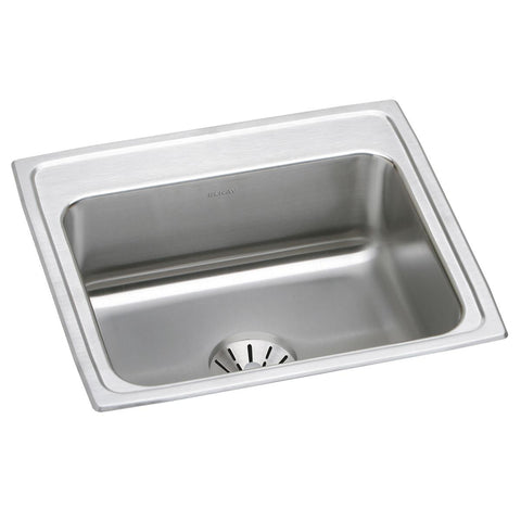 Elkay Lustertone Classic 22" Drop In/Topmount Stainless Steel Kitchen Sink, Lustrous Satin, No Faucet Hole, DLR221910PD0