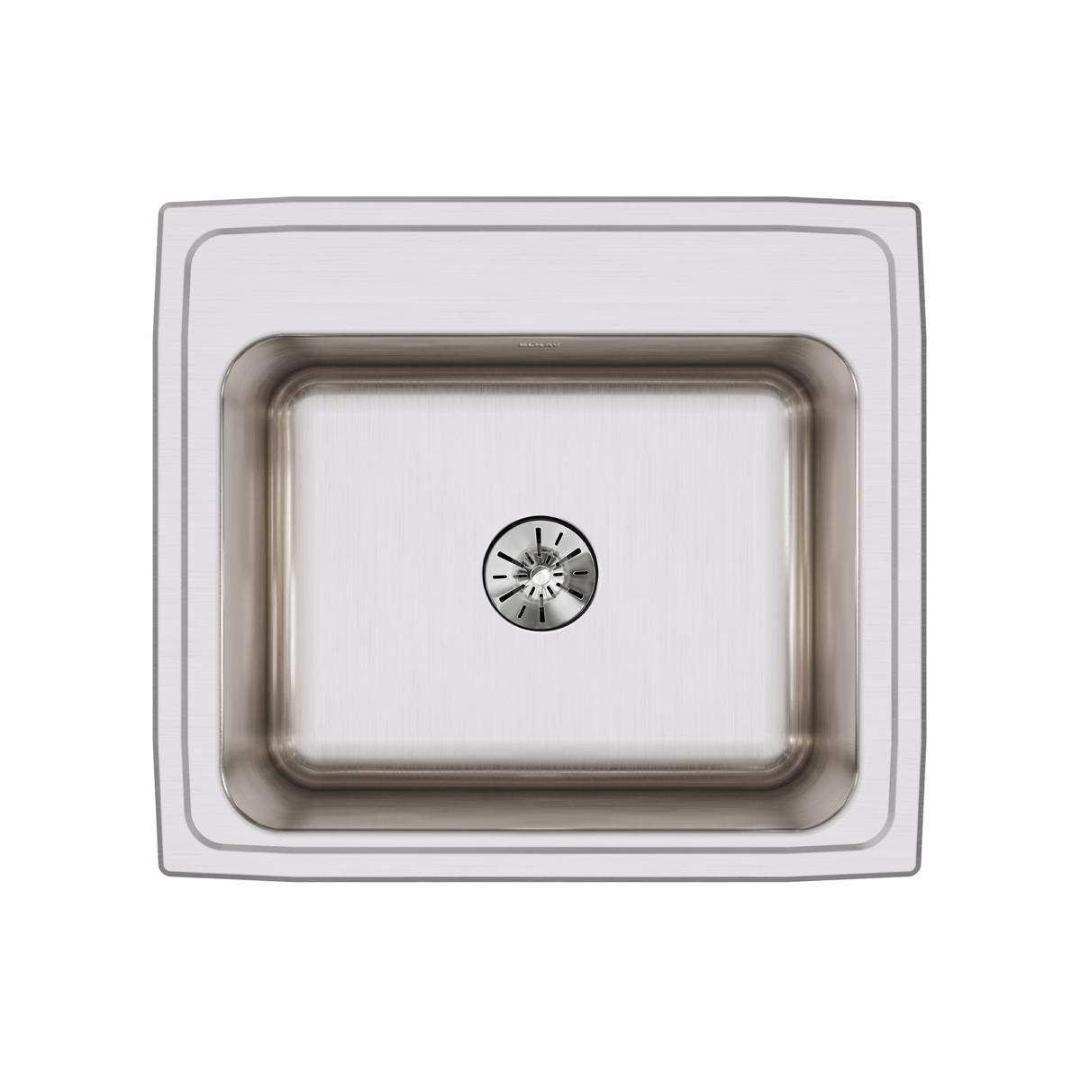 Elkay Lustertone Classic 22" Drop In/Topmount Stainless Steel Kitchen Sink, Lustrous Satin, No Faucet Hole, DLR221910PD0
