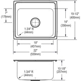 Elkay Lustertone Classic 22" Drop In/Topmount Stainless Steel Kitchen Sink, Lustrous Satin, 4 Faucet Holes, DLRQ2219104