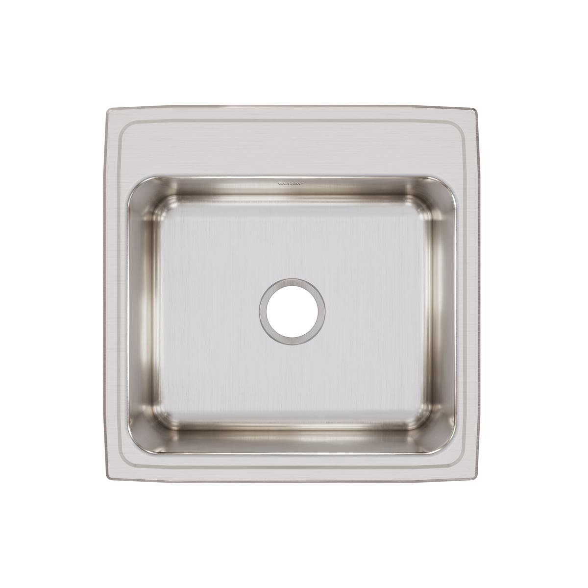 Elkay Lustertone Classic 22" Drop In/Topmount Stainless Steel Kitchen Sink, Lustrous Satin, No Faucet Hole, DLR2222100