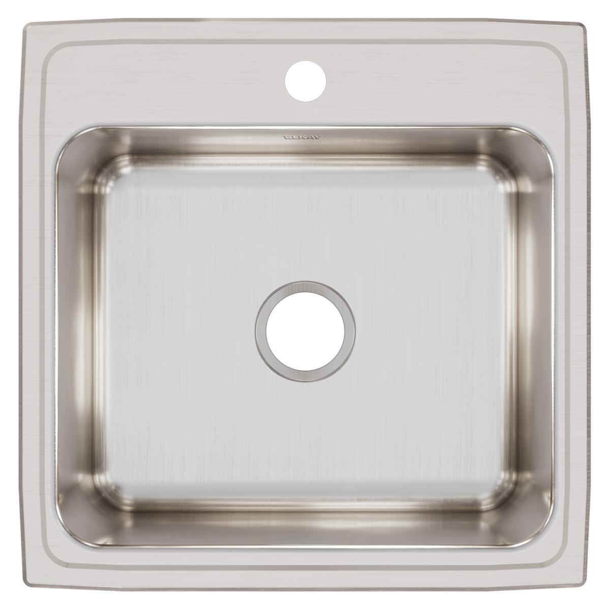Elkay Lustertone Classic 22" Drop In/Topmount Stainless Steel Kitchen Sink, Lustrous Satin, 1 Faucet Hole, DLR2222101