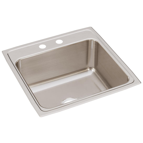 Elkay Lustertone Classic 22" Drop In/Topmount Stainless Steel Kitchen Sink, Lustrous Satin, 2 Faucet Holes, DLR2222102