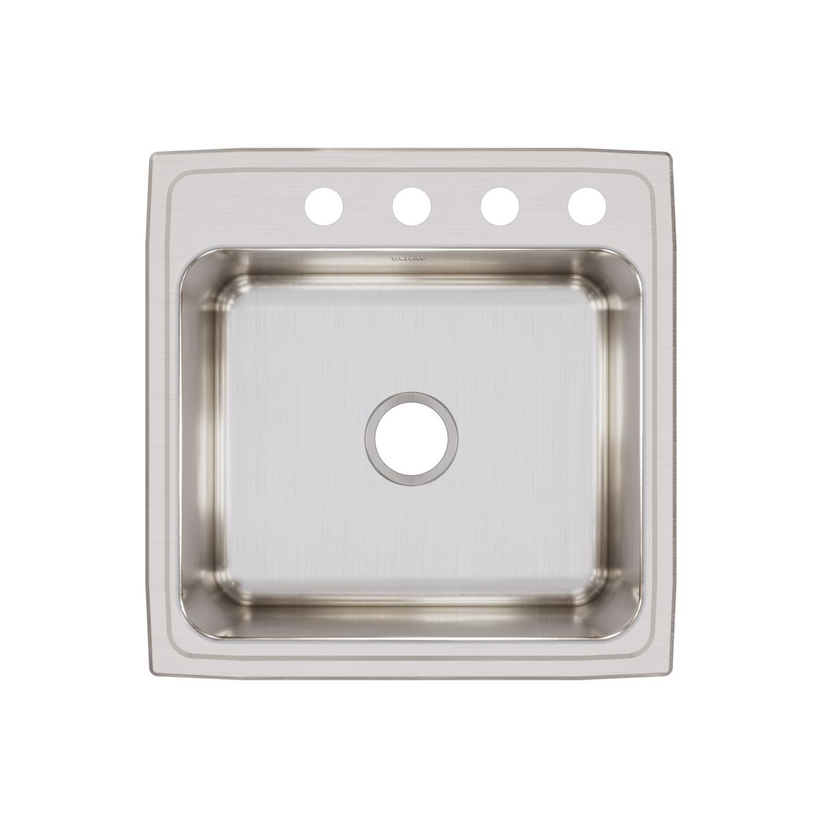 Elkay Lustertone Classic 22" Drop In/Topmount Stainless Steel Kitchen Sink, Lustrous Satin, 4 Faucet Holes, DLR2222104