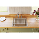 Elkay Lustertone Classic 22" Drop In/Topmount Stainless Steel Kitchen Sink, Lustrous Satin, No Faucet Hole, DLR2222120